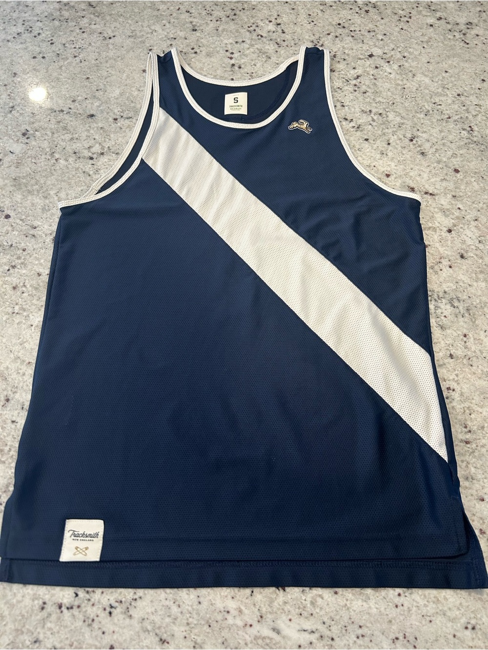 Tracksmith Van Cortlandt Running Singlet - Men's Small - Navy/Ivory